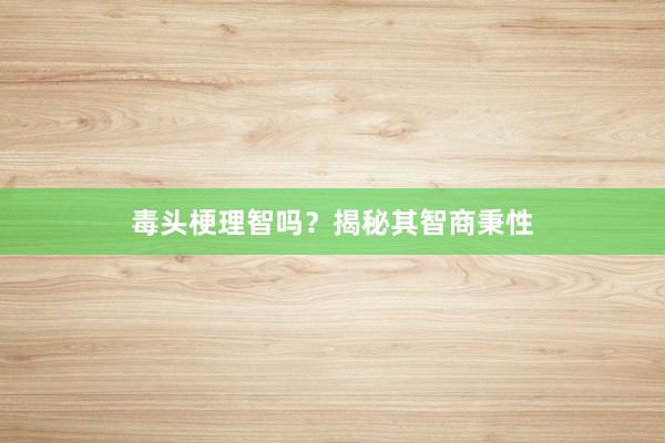 毒头梗理智吗？揭秘其智商秉性